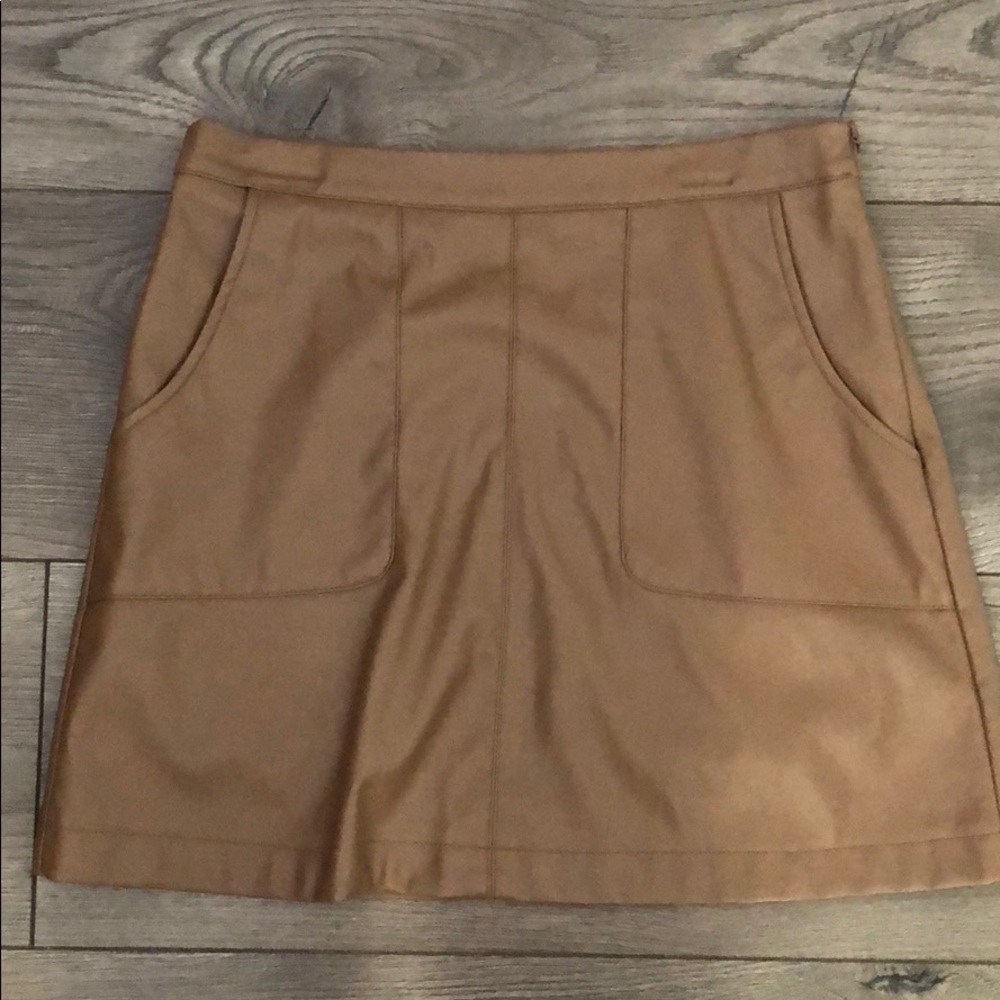Brown leather mini skirt